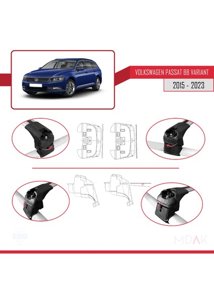 Volkswagen Passat B8 (3g) Variant 2015-2023 Arası ile Uyumlu Ace-2 Ara Atkı Tavan Barı Gri 2 Adet fırsatları