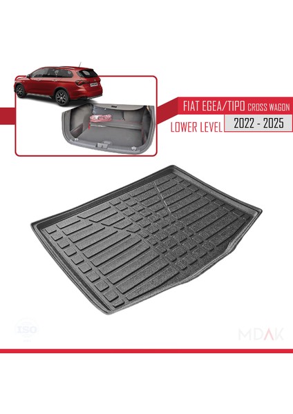 Fiat Egea Cross Wagon 2022 ve Sonrası ile Uyumlu Alt Kademe Esnek Bagaj Havuzu Siyah
