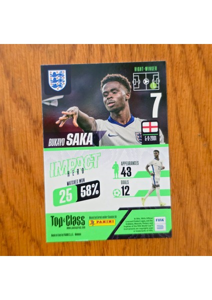 Top Class Impact Hero Bukayo Saka Oyuncu Kartı 211 fiyatları