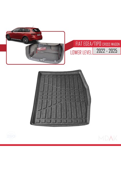 Fiat Egea Cross Wagon 2022 ve Sonrası ile Uyumlu Alt Kademe Esnek Bagaj Havuzu Siyah