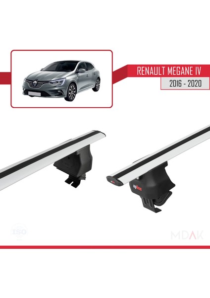 Renault Megane 4 (Bfb) Pre-Facelift 2016-2020 Arası ile Uyumlu Ace-4 Ara Atkı Tavan Barı Gri 2 Adet