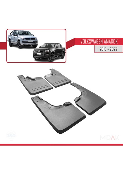 Volkswagen Amarok (2f) 2010-2020 Arası ile Uyumlu Ön Arka Takım Paçalık 4'lü Siyah modelleri
