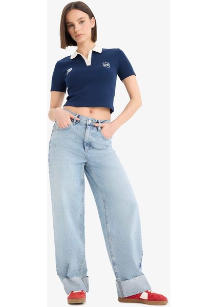 Yeni Sezon Coool Fitted Polo Yaka Baskılı Ribana Kısa Kollu Tişört fiyatları
