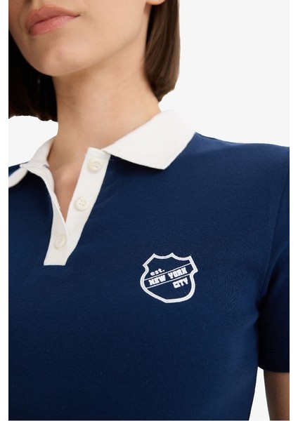 Yeni Sezon Coool Fitted Polo Yaka Baskılı Ribana Kısa Kollu Tişört indirimleri