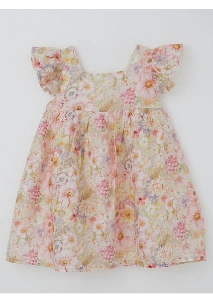 Kız Çocuk Çiçek Desenli Pamuklu Elbise fırsatları