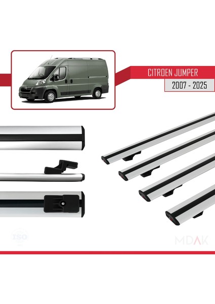 Citroen Jumper 2 2007 ve Sonrası ile Uyumlu Basıc Model Ara Atkı Tavan Barı Gri 4 Adet modelleri