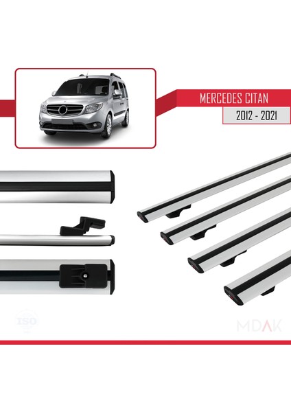 Mercedes Citan (W415) 2012-2021 Arası ile Uyumlu Basıc Model Ara Atkı Tavan Barı Gri 4 Adet modelleri