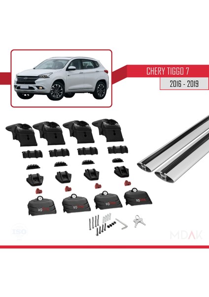 Chery Tiggo 7 (T15) 2016-2019 Arası ile Uyumlu Ace-2 Ara Atkı Tavan Barı Gri 2 Adet indirimleri