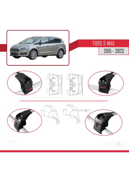 Ford S-Max 2 (CD539) 2015-2023 Arası ile Uyumlu Ace-2 Ara Atkı Tavan Barı Gri 2 Adet fırsatları