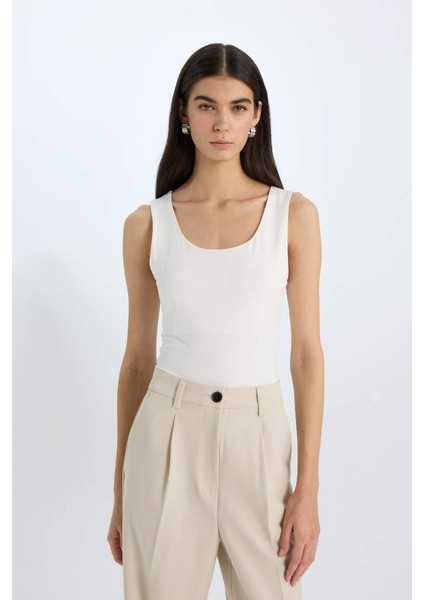 Yeni Sezon Slim Fit Dar Kesim Basic Düz Yuvarlak Yaka Atlet