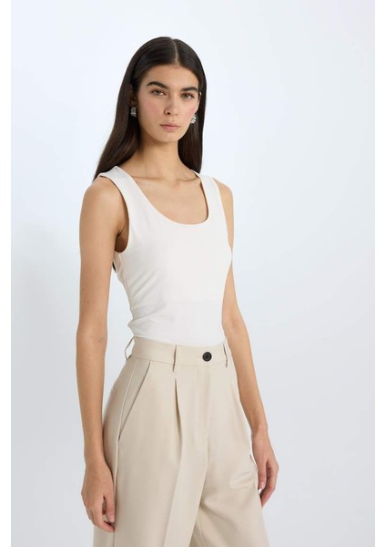 Yeni Sezon Slim Fit Dar Kesim Basic Düz Yuvarlak Yaka Atlet