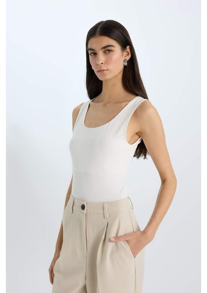 Yeni Sezon Slim Fit Dar Kesim Basic Düz Yuvarlak Yaka Atlet