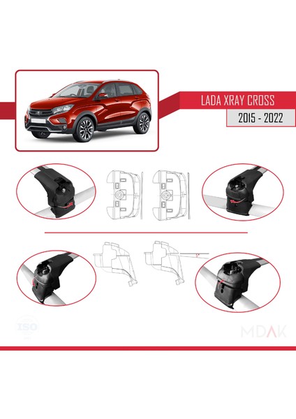 Lada Xray 2015-2022 Arası ile Uyumlu Ace-2 Ara Atkı Tavan Barı Gri 2 Adet fırsatları
