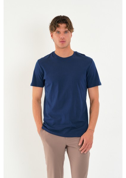 Regular Fit Baskısız Basic T-Shirt %100 Pamuk Yumuşak Dokulu Bisiklet Yaka Tişört