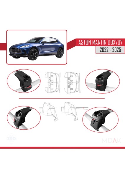 Aston Martin (DBX707) 2022 ve Sonrası ile Uyumlu Ace-2 Ara Atkı Tavan Barı Gri 2 Adet indirimleri