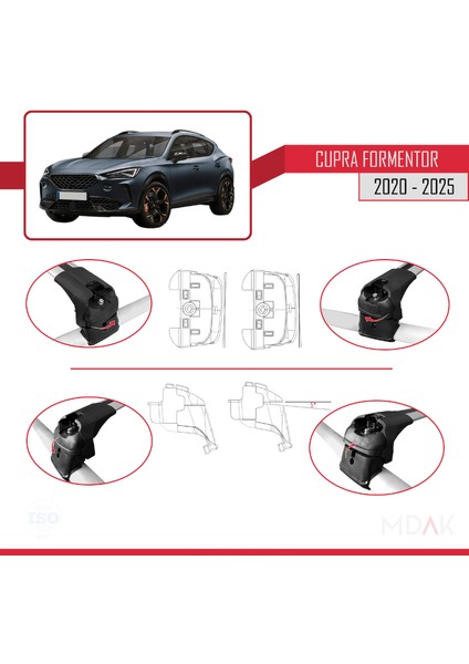 Cupra Formentor 2020 ve Sonrası ile Uyumlu Ace-2 Ara Atkı Tavan Barı Gri 2 Adet indirimleri