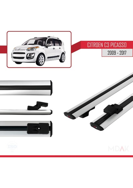 Citroen C3 Picasso 2009-2017 Arası ile Uyumlu Basıc Model Ara Atkı Tavan Barı Gri 2 Adet modelleri