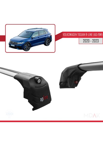 Volkswagen Tiguan 2 R-Line Post-Facelift 2020-2023 Arası ile Uyumlu Ace-2 Ara Atkı Tavan Barı Gri 2 Adet modelleri