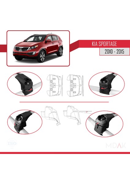Kia Sportage 3 (Sl) 2010-2015 Arası ile Uyumlu Ace-2 Ara Atkı Tavan Barı Gri 2 Adet fırsatları