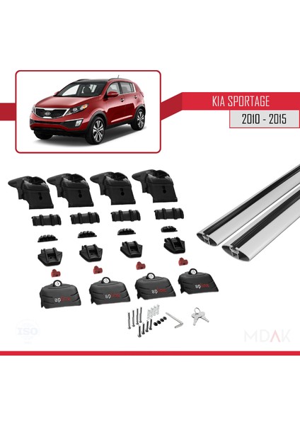 Kia Sportage 3 (Sl) 2010-2015 Arası ile Uyumlu Ace-2 Ara Atkı Tavan Barı Gri 2 Adet indirimleri