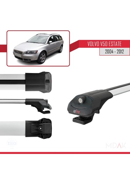 Volvo V50 2004-2012 Arası ile Uyumlu Ace-1 Ara Atkı Tavan Barı Gri 3 Adet modelleri