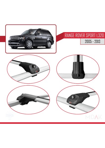 Land Rover Range Rover Sport (L320) 2005-2013 Arası ile Uyumlu Ace-1 Ara Atkı Tavan Barı Gri 2 Adet fırsatları