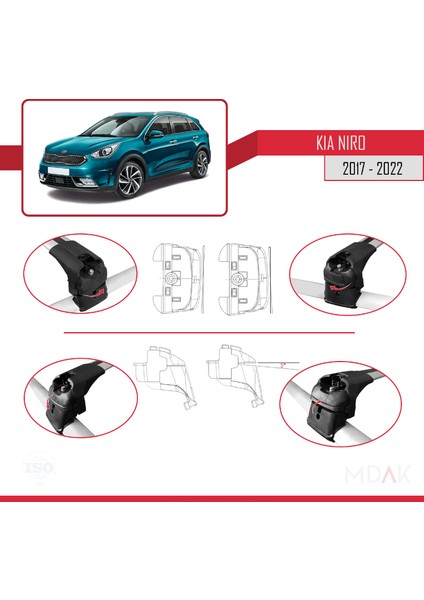 Kia Niro (De) 2017-2022 Arası ile Uyumlu Ace-2 Ara Atkı Tavan Barı Gri 2 Adet fırsatları