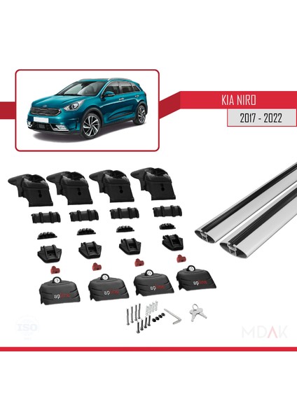 Kia Niro (De) 2017-2022 Arası ile Uyumlu Ace-2 Ara Atkı Tavan Barı Gri 2 Adet indirimleri