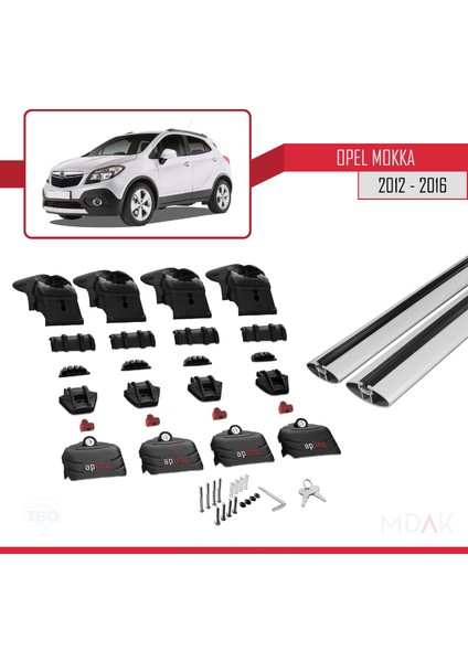 Opel Mokka A (J13) 2012-2016 Arası ile Uyumlu Ace-2 Ara Atkı Tavan Barı Gri 2 Adet indirimleri