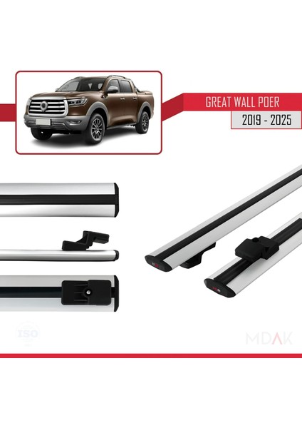 Great Wall Poer 2019 ve Sonrası ile Uyumlu Basıc Model Ara Atkı Tavan Barı Gri 2 Adet modelleri