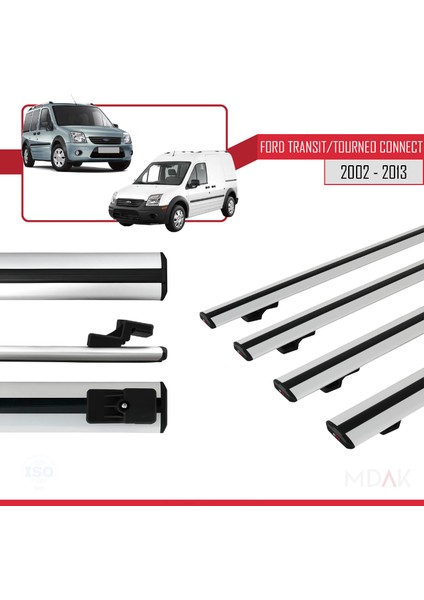 Ford Transit/tourneo Connect 2002-2013 Arası ile Uyumlu Basıc Model Ara Atkı Tavan Barı Gri 4 Adet modelleri