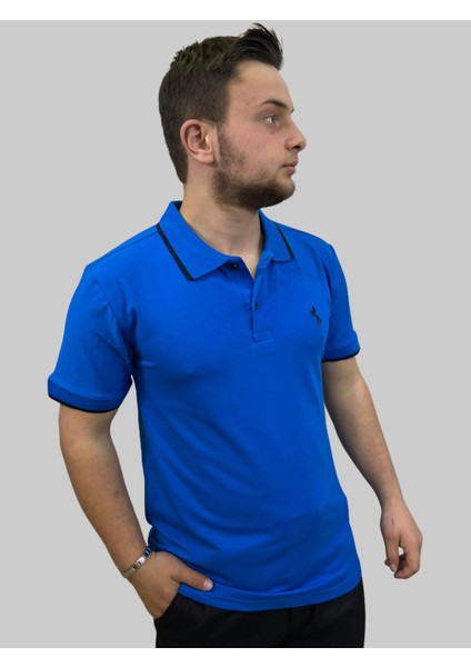 Erkek Horses Polo Yaka Compact Ligralı Saks Mavisi Tişört fırsatları