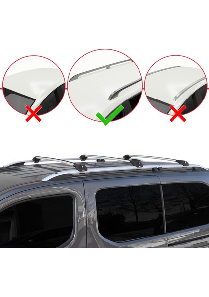 Vauxhall Combo E Life 2019-2022 Arası ile Uyumlu Ace-1 Ara Atkı Tavan Barı Gri 3 Adet fiyatları