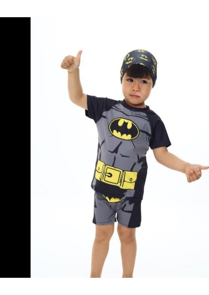 Batman Figürlü 3 Parça Boneli Erkek Çocuk Mayo Alt Üst Takım