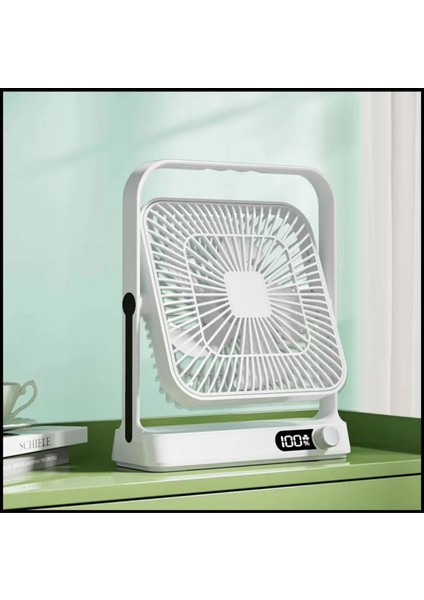 Masaüstü Şarjlı Fan 120 Hız Kademeli Ultra Ince Led Göstergeli Vantilatör Serinletici Mini Klima