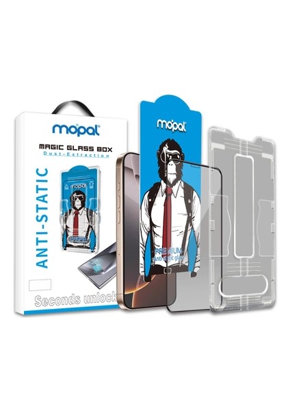 iPhone 16 Anti Static Pratik Uygulama Aparatlı Temperli Cam Ekran Koruyucu Magic Glass