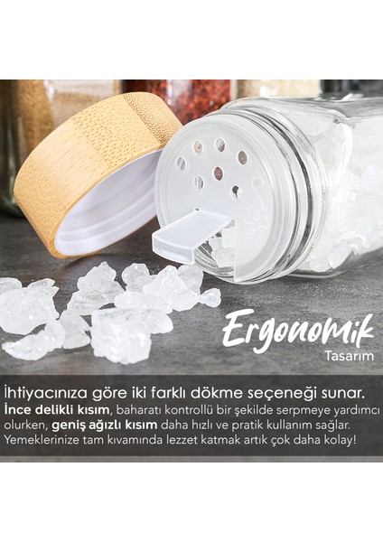 24'lü Bambu Kapaklı Cam Baharatlık Seti - Etiketli Tuzluk Biberlik Köşeli Baharat Takımı 120 ml fiyatları