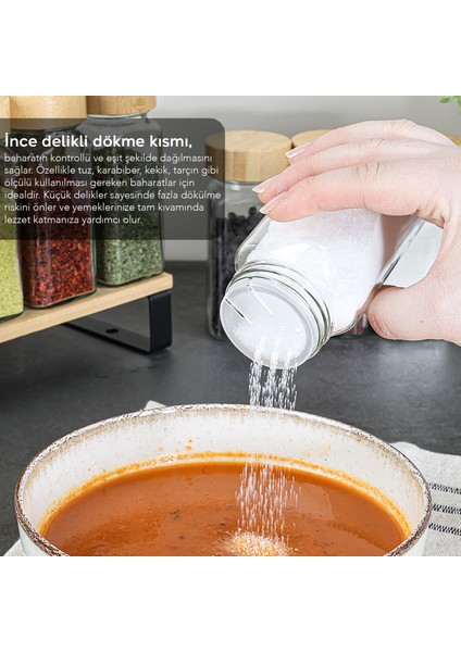 24'lü Bambu Kapaklı Cam Baharatlık Seti - Etiketli Tuzluk Biberlik Köşeli Baharat Takımı 120 ml fırsatları