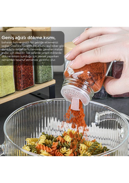 24'lü Bambu Kapaklı Cam Baharatlık Seti - Etiketli Tuzluk Biberlik Köşeli Baharat Takımı 120 ml indirimleri
