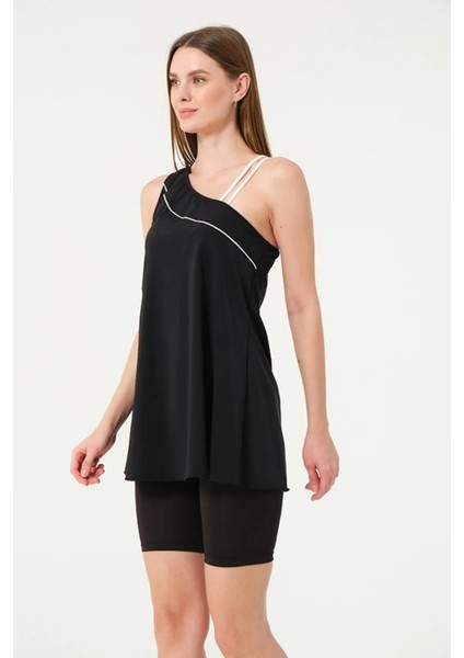 24158 Siyah Tek Omuz Iki Ipli Lycralı Yarı Kapalı Havuz Mayo fırsatları