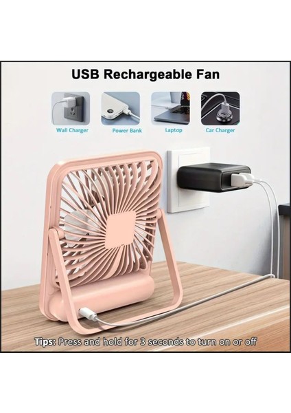 Masaüstü Şarjlı Fan 5 Hız Kademeli Ultra Ince Led Göstergeli Vantilatör Serinletici Mini Klima