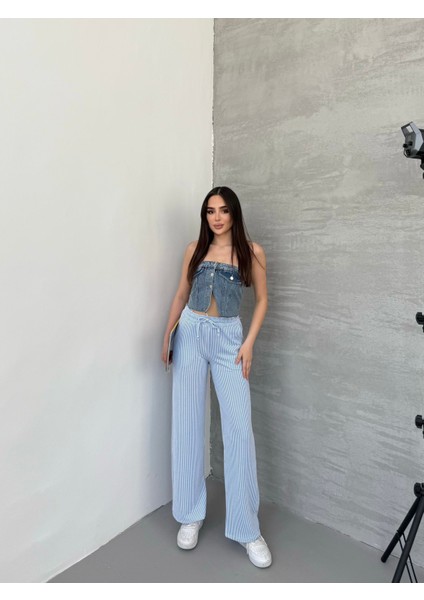 Su Yolu Çizgili Yazlık Pantolon SUYOLU-777