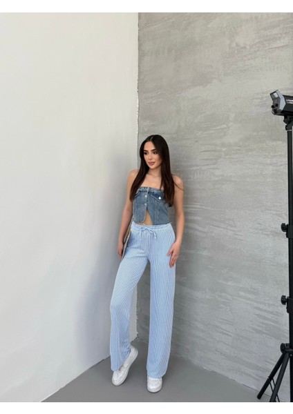 Su Yolu Çizgili Yazlık Pantolon SUYOLU-777 fırsatları