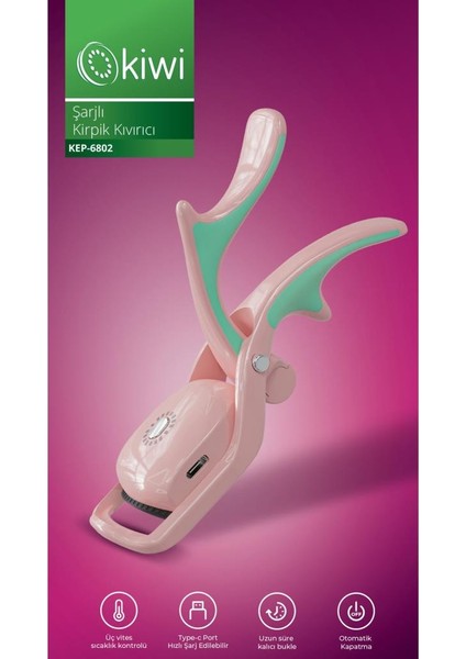 KEP-6802 3 Isıtma Kademeli Şarjlı Kirpik Kıvırıcı