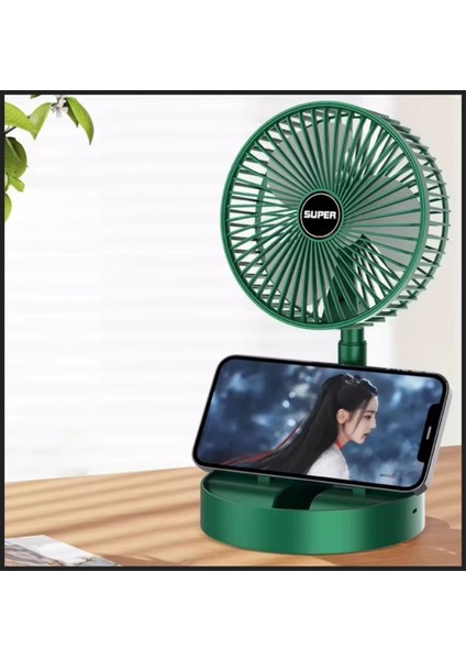 Masaüstü Şarjlı Fan 3 Hız Kademeli Katlanabilir Teleskobik Vantilatör Serinletici Mini Klima