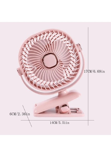 Şarjlı Fan Mandallı 360 Derece Ayarlanabilir Vantilatör Taşınabilir Klipsli Serinletici Fan