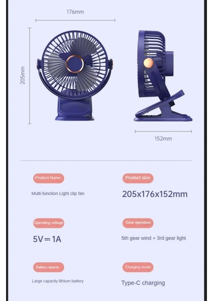 Mandallı Mini Şarjlı Fan Askılı Vantilatör Masaüstü Hava Serinletici indirimleri