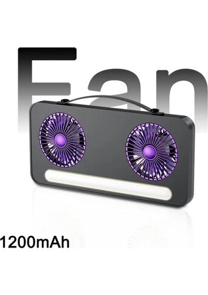 Şarjlı Vantilatör Işıklı Mini 2 Li Fan Masaüstü Taşınabilir Mini Hava Soğutucu