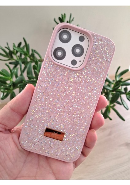 iPhone 15 Pro Uyumlu Işıltılı Taşlı Kamera Çıkıntılı Içi Kadife Kaliteli Lüks Kılıf
