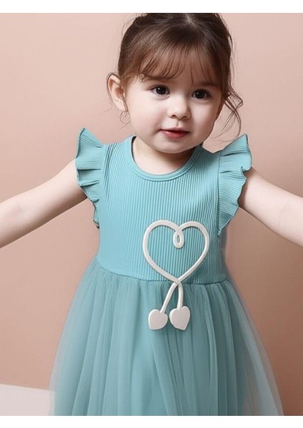 Kız Çocuk Pamuklu Kalp Işlemeli Elbise fiyatları